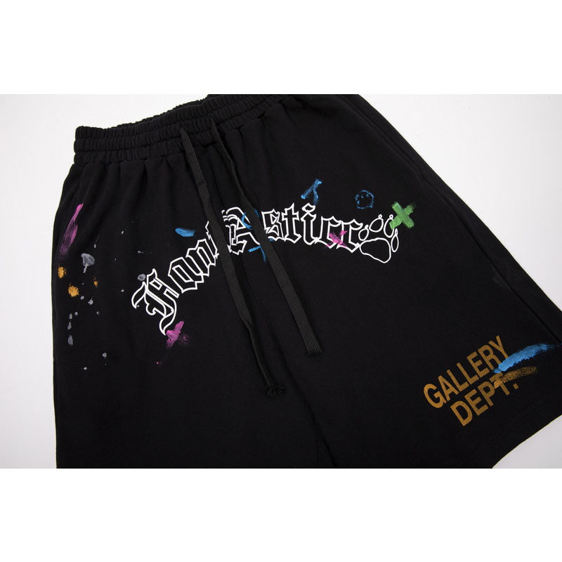 Gallery Dept Shorts Hand Painted Splash Ink Graffiti Alphabet Casual Shorts
