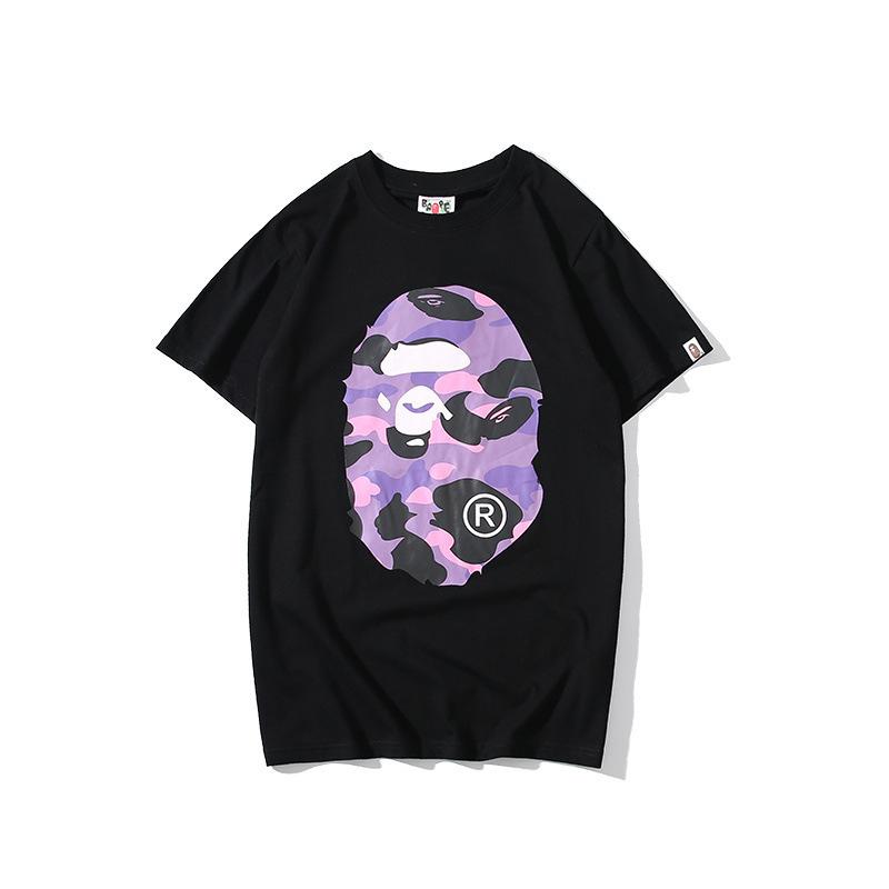 Bathing Ape T-Shirt Summer Purple Camouflage Print Casual Short Sleeve T-shirt