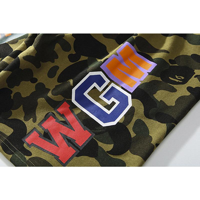 Bathing Ape Shorts Trendy Brand Camouflage Teeth Printed Men's Cotton Shorts
