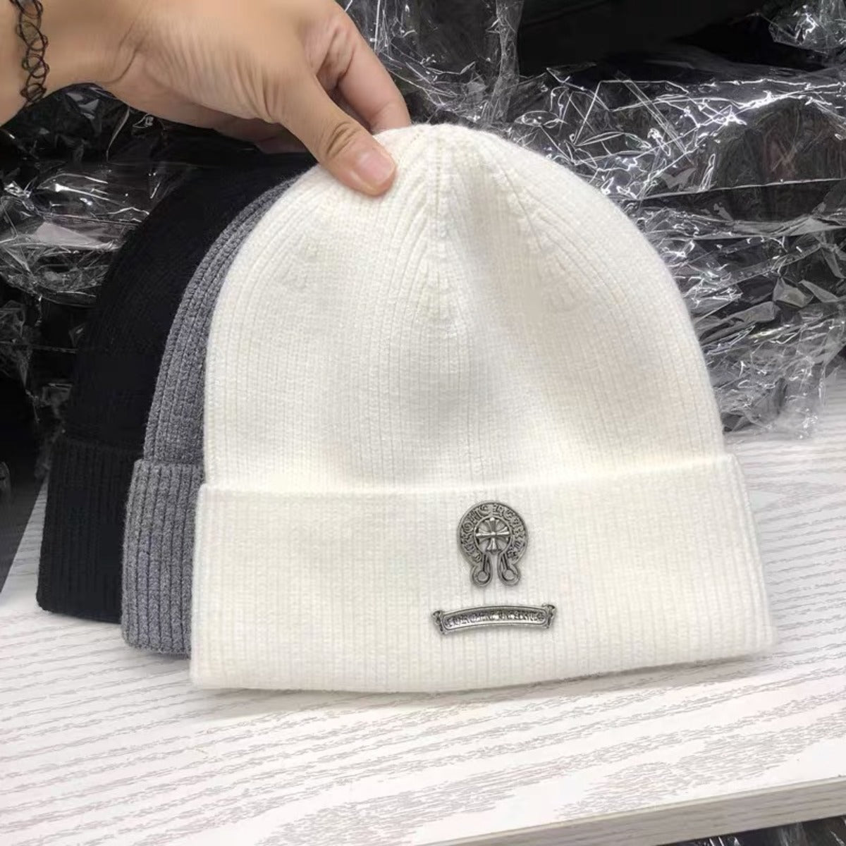 Chrome Heart Beanie Autumn Winter Cold Hat Vintage