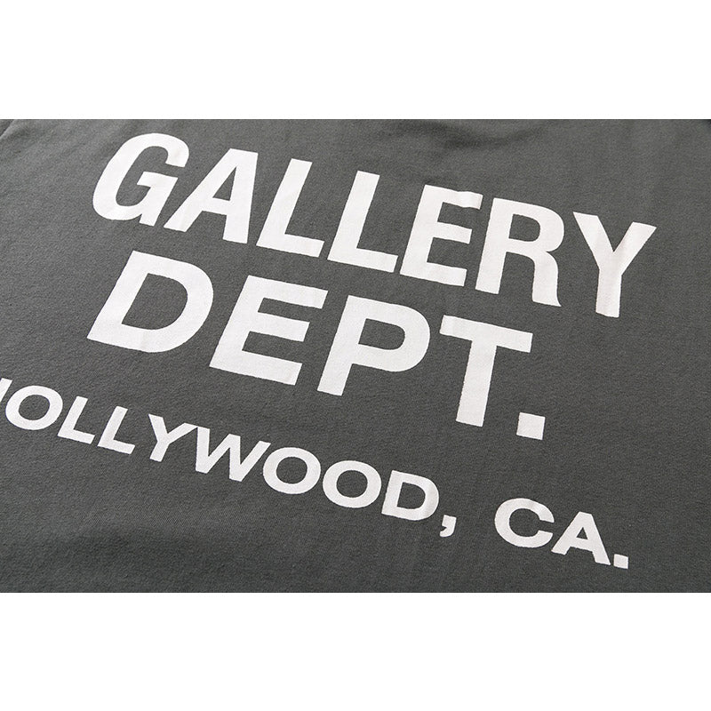 Gallery Dept T-shitrs Vintage Letter Print round Neck Long Sleeve T-shirt