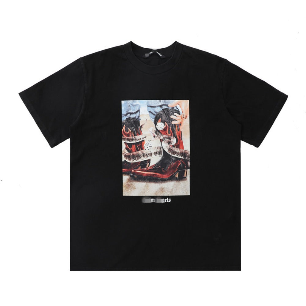 Palm Angels T-shirt Dice and Snake Print Short Sleeve T-shirt