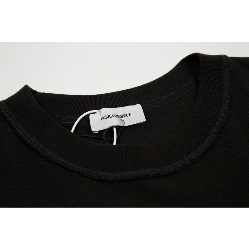 Askyurself T-shirts Sanskrit Letter Smiley Face Printing Loose Couple VTG