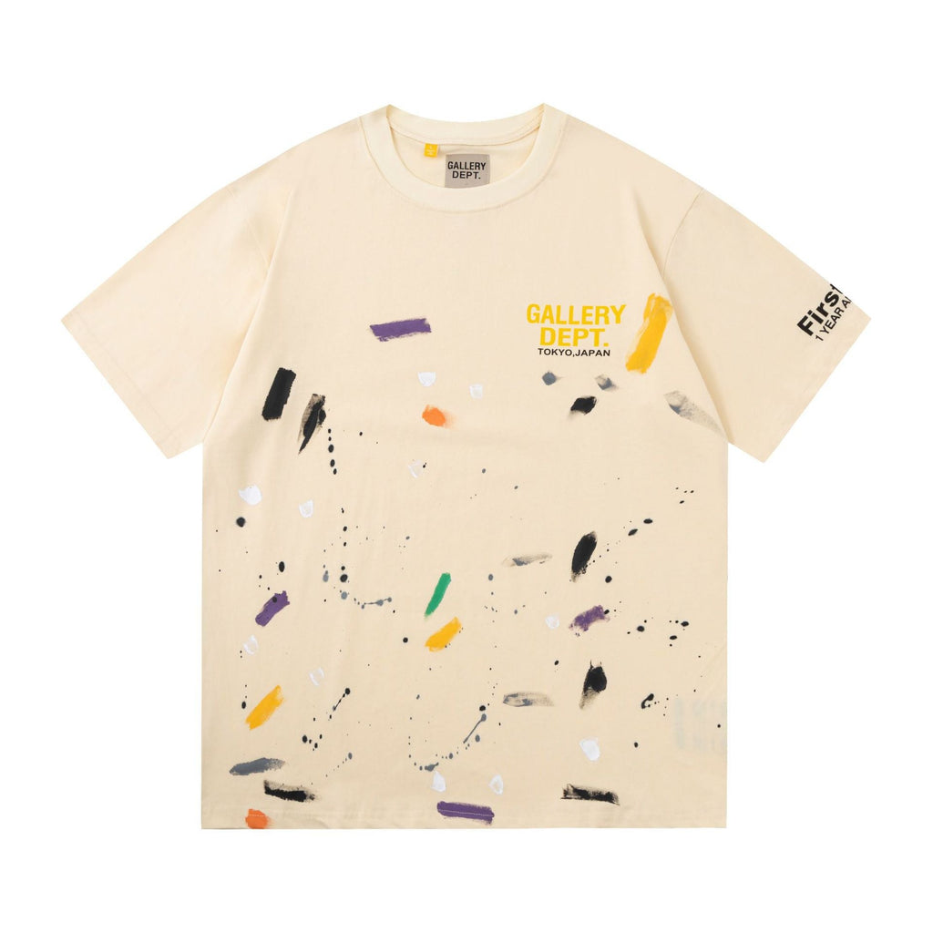 Gallery Dept T-Shirt Hand Painted Color Graffiti Print Short Sleeve T-Shirt