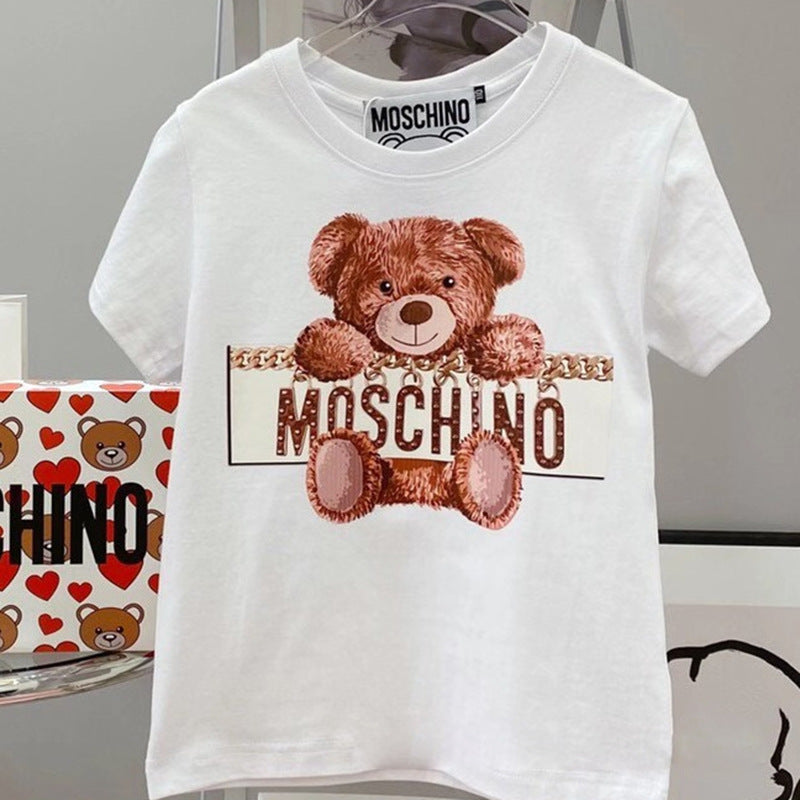 Moschino T-shirt Bear Pattern T-shirt Short Sleeve Couple Style