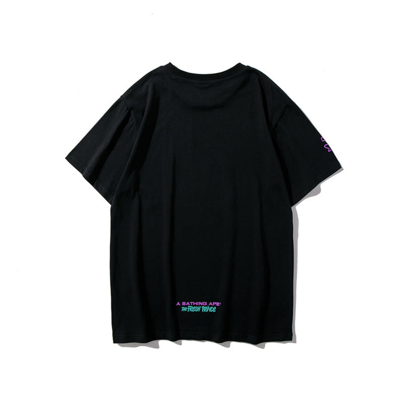 Bathing Ape T-Shirt Summer Printing Colorful Graffiti Short Sleeve T-shirt Men and Women