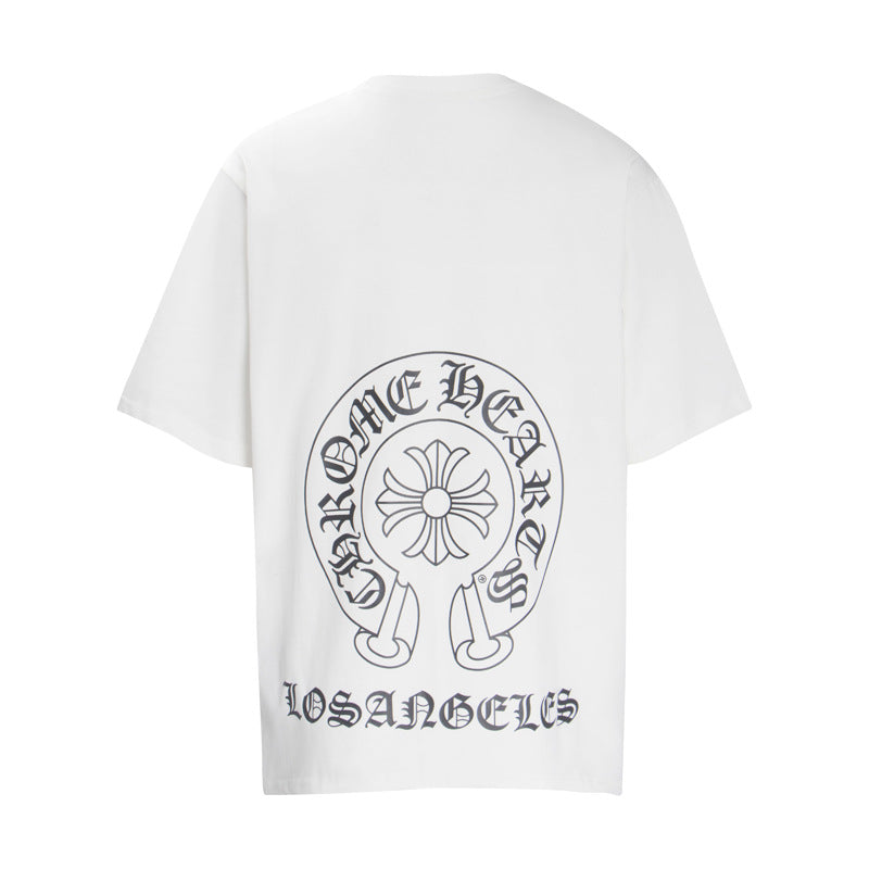 CHH Chrome Heart T Shirts Summer Horseshoe Cross Print Short Sleeve T-Shirt