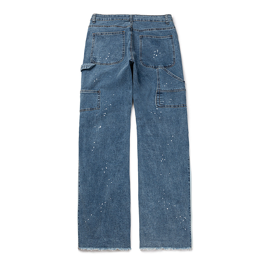 Gallery Dept Jeans handmade ink splashing splicing contrasting color micro-pull denim trousers