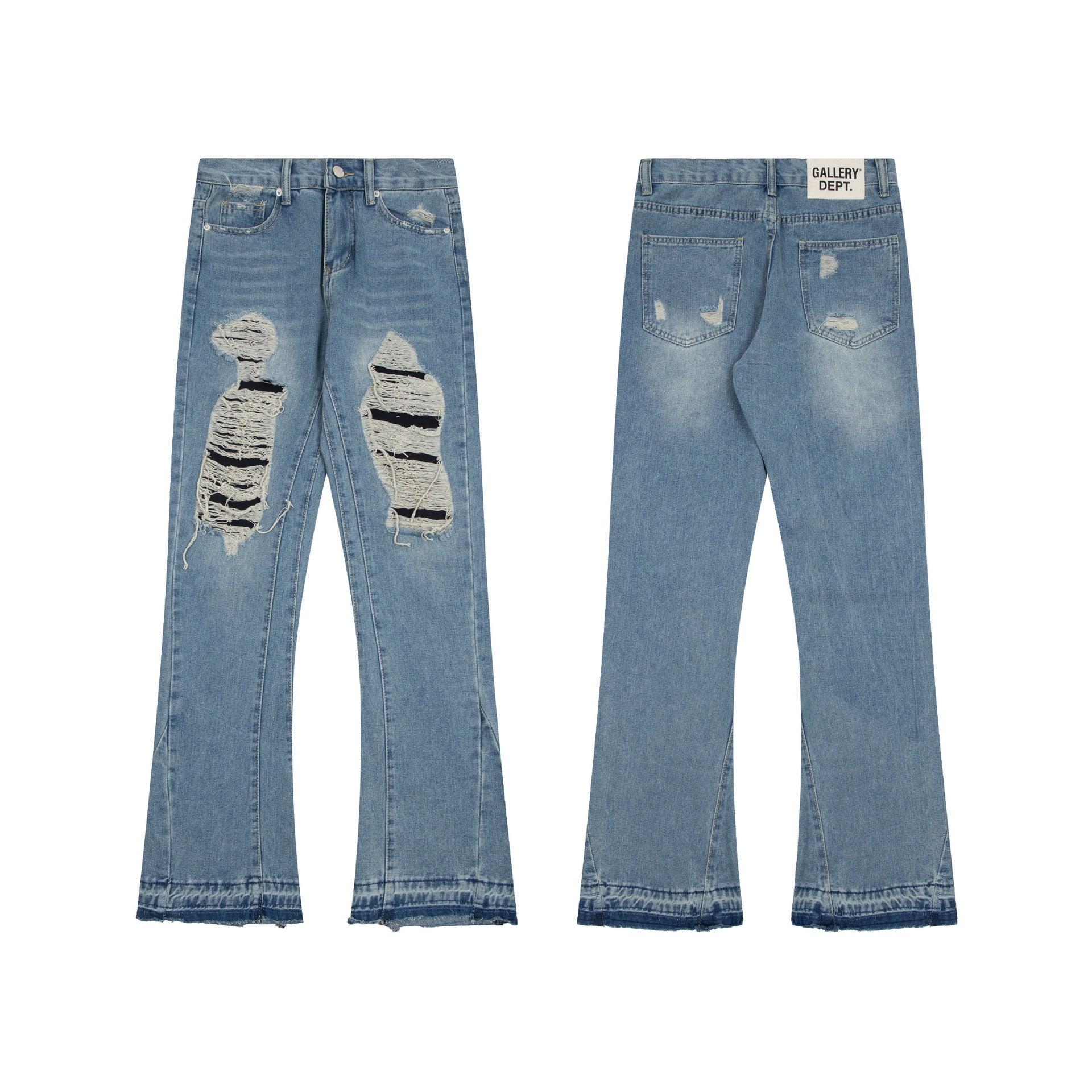 Gallery Dept Jeans Washed Ripped Rough Jeans Flared Trousers