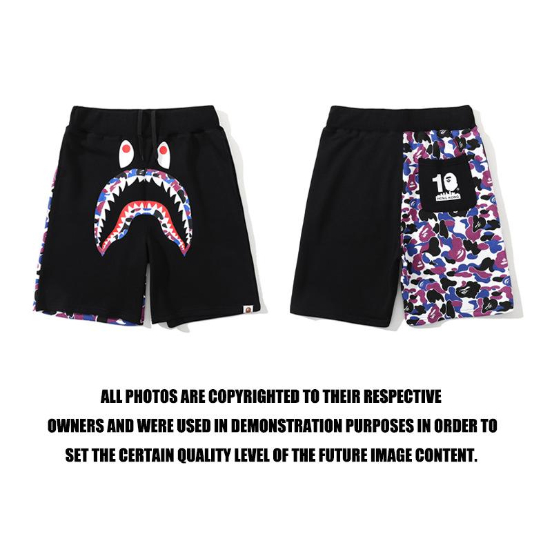 Bathing Ape Shorts Shark Head Black Shorts Men's and Women's Fashion Tether Shorts