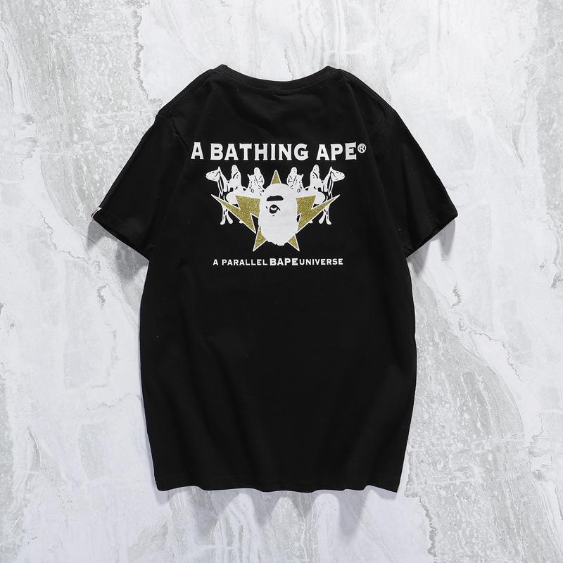 Bathing Ape T-Shirt Cartoon Anime Short Sleeve White Loose Round Neck Summer T-shirt