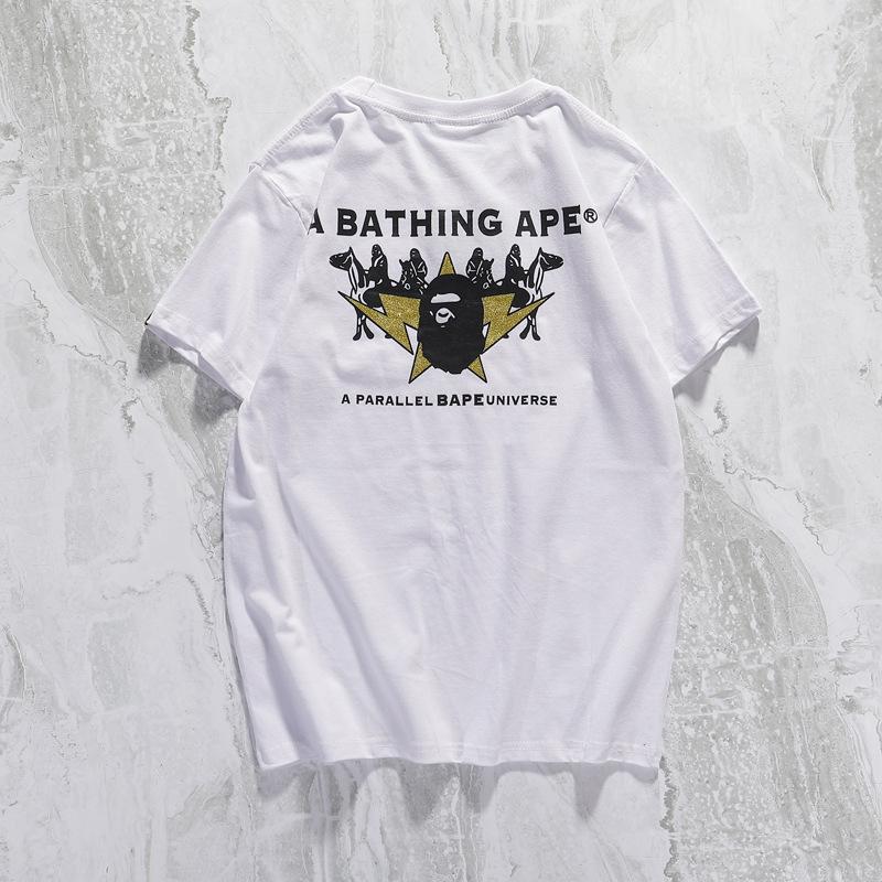 Bathing Ape T-Shirt Cartoon Anime Short Sleeve White Loose Round Neck Summer T-shirt