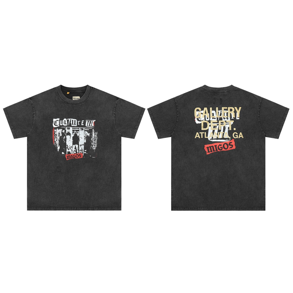 Gallery Dept T Shirts Fashion Short Sleeve Gallery Dept Washed Old High Street T-shirt BF Loose