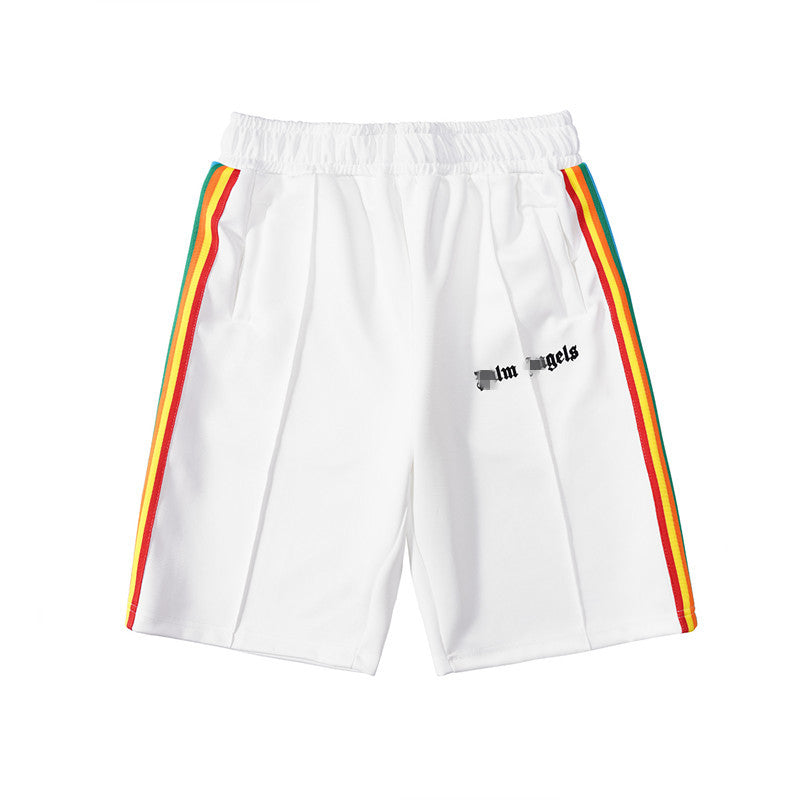 Palm Angle Shorts Palm Angels Casual Striped Shorts Elastic Men's and Women's Sports Fifth Pants