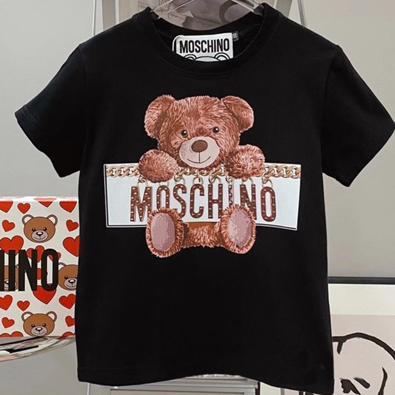 Moschino T-shirt Bear Pattern T-shirt Short Sleeve Couple Style