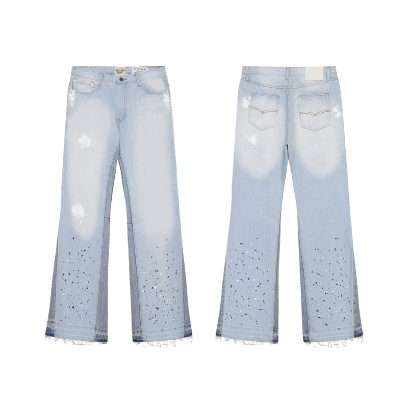 Gallery Dept Jeans hand-painted splash ink paint point matching denim trousers