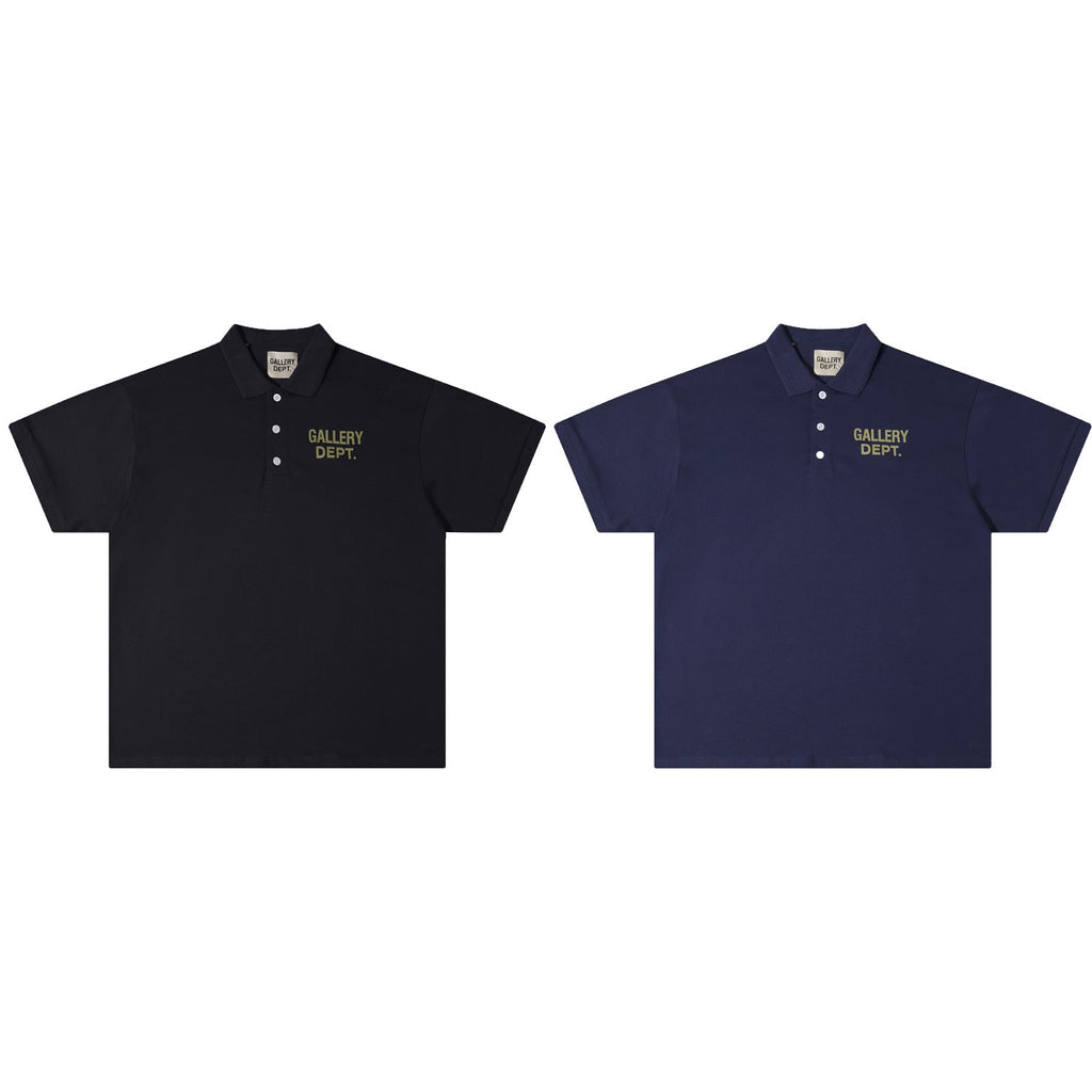 Gallery Dept T-Shirt Alphabet Slogan Lapel Short Sleeve Polo Shirt