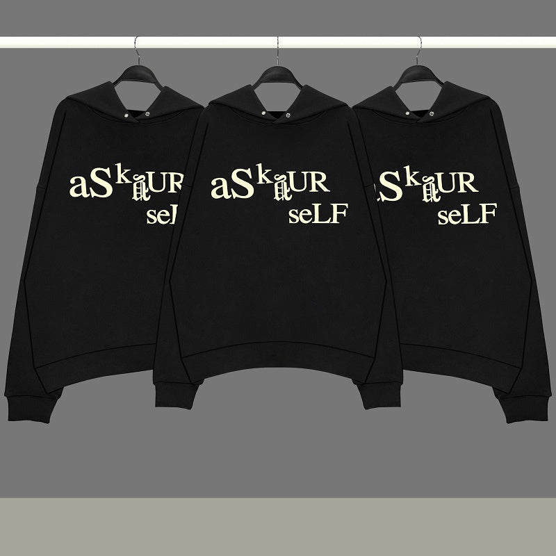 Askyurself Hoodie Retro High Street Casual Loose-Fitting Hoodie