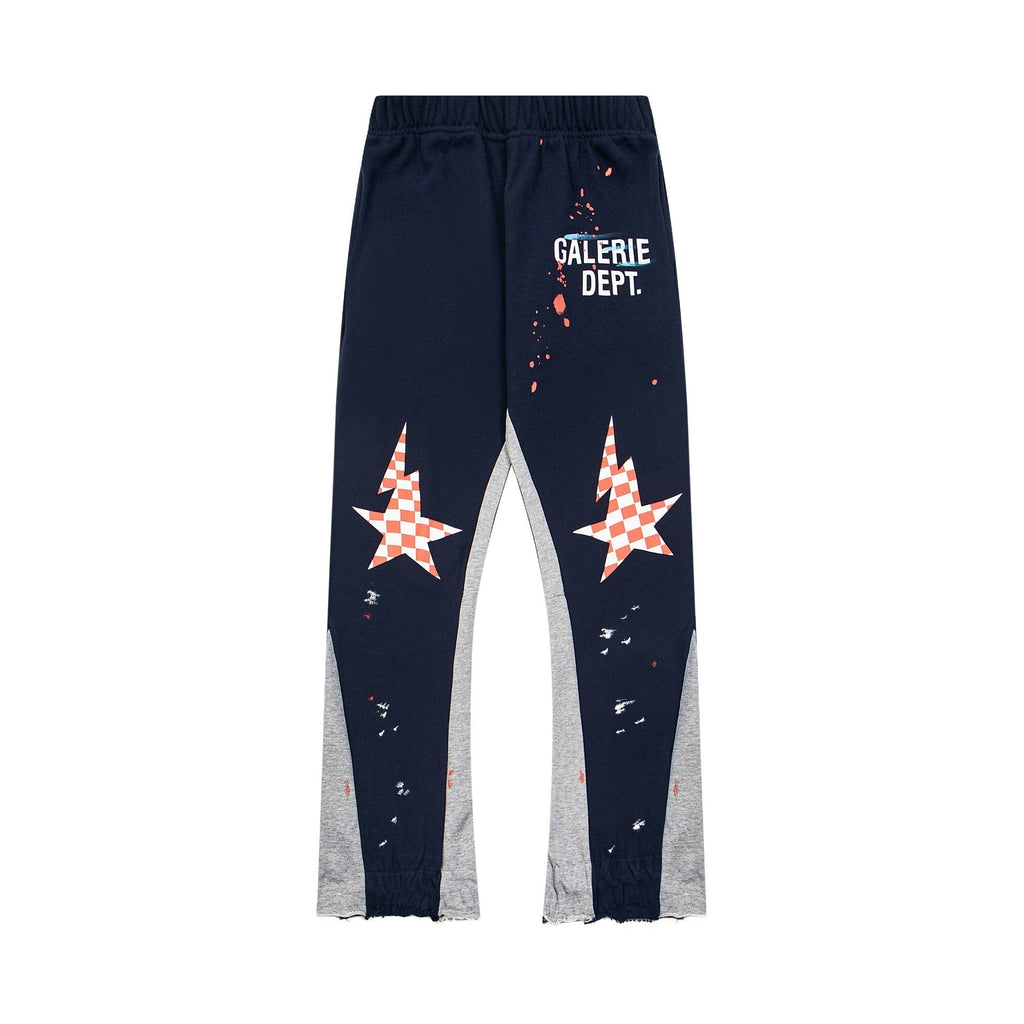 Gallery Dept Sweatpants Hand-painted splashed ink letter patch splicing casual trousers