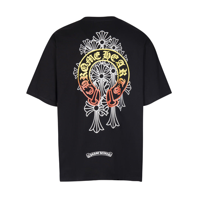 CHH Chrome Heart T Shirts Cross Color Printed Short Sleeve T-Shirt Loose