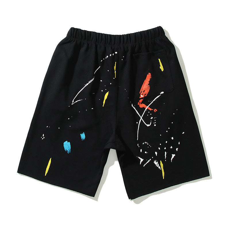 Gallery Dept Shorts Hand Painted Graffiti Ink Splashed Alphabet Casual Shorts