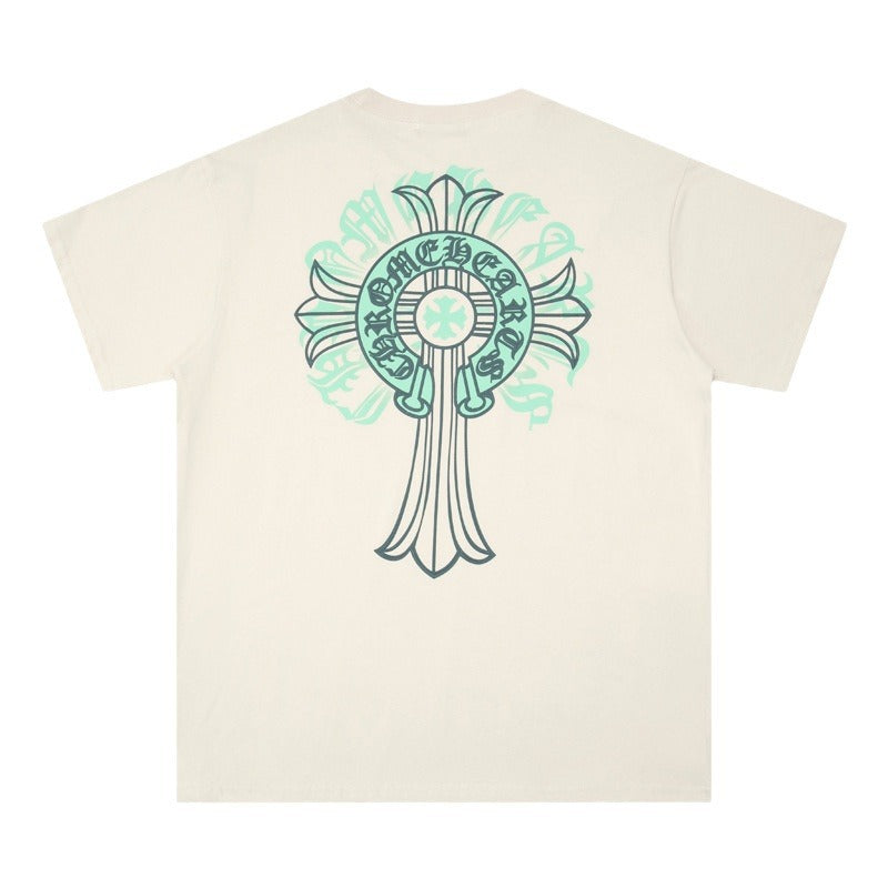 CHH Chrome Heart T Shirts Cross Print Short Sleeve T-Shirt Loose