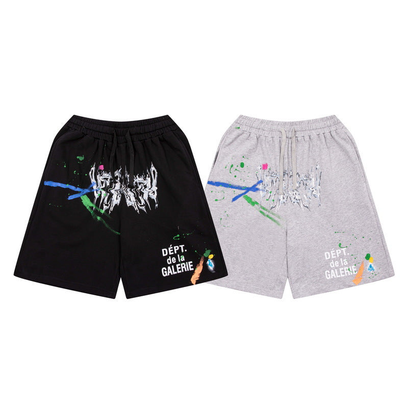 Gallery Dept Shorts Hand Painted Splash Ink Graffiti Alphabet Casual Shorts