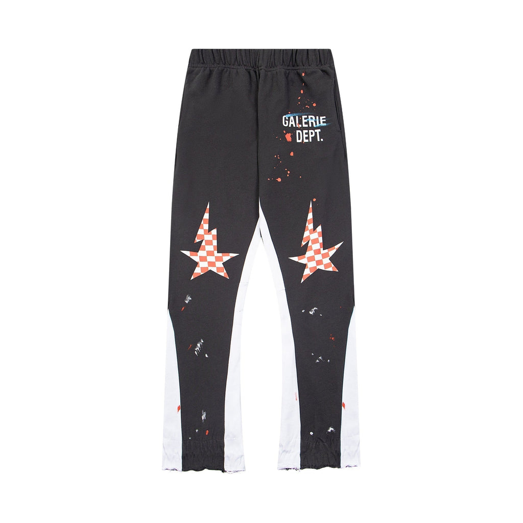Gallery Dept Sweatpants Hand-painted splashed ink letter patch splicing casual trousers