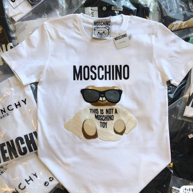 Moschino T-shirt Bear Pattern T-shirt Short Sleeve Couple Style