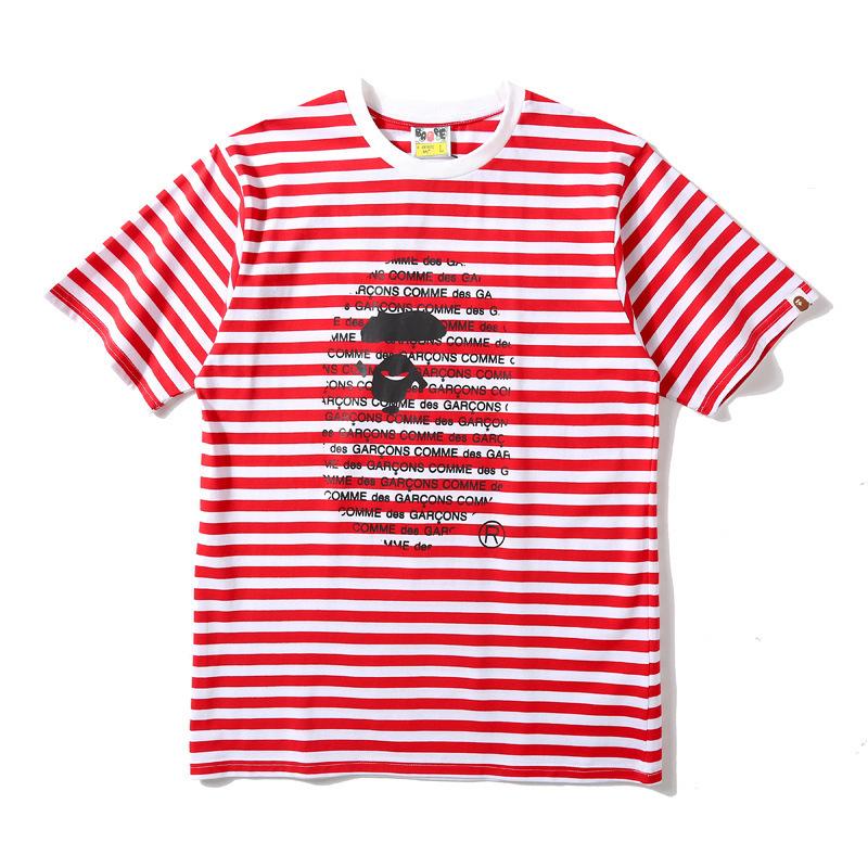 Bathing Ape T-Shirt Striped Ape Head Letter Print Short-Sleeve T-shirt