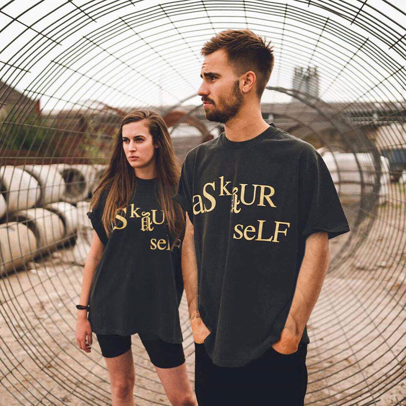 Askyurself T-shirts Short Sleeve Men's Loose T-shirt Women's Summer
